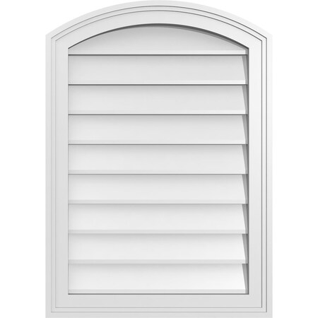 Ekena Millwork Arch Top Surface Mount PVC Gable Vent: Functional, w/ 2"W x 1-1/2"P Brickmould Frame, 20"W x 28"H GVPAR20X2802SF
